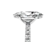 Solitaire Engagement Ring Setting for Marquise Center with Fine Pave Narrow Band and Prong Head in Sterling Silver