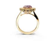 Cluster Halo Engagement Ring Setting for Fancy Pink Heart-Shaped Center with Milgrain Bezel Accents and Prong Head in Yellow Gold