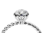 Solitaire Engagement Ring Setting for Pear-Shaped Center with Plain Twisted Rope Band and Prong Head in Platinum