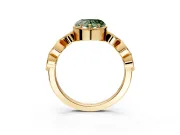 Vintage Station Engagement Ring Setting for Fancy Green Heart-Shaped Center with Accents and Prong Head in Yellow Gold