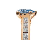 Solitaire Engagement Ring Setting for Fancy Blue Pear-Shaped Center with Channel Band and Double Claw Prong Head in Rose Gold
