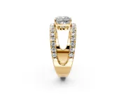 Solitaire Engagement Ring Setting for Cushion Cut Center with Wide-Open Split Shank and Prong Head in Yellow Gold