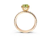 Solitaire Engagement Ring Setting for Fancy Yellow Round Cut Center with Shared-Prong Accents and Prong Head in Rose Gold