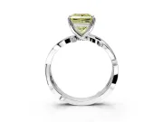 Solitaire Engagement Ring Setting for Fancy Yellow Princess Cut Center with Pave and Plain Crossover Band and Prong Head in Platinum