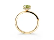 Hidden Halo Engagement Ring Setting for Fancy Yellow Oval Center with Plain Band and Tall Prong Head in Yellow Gold
