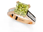 Solitaire Engagement Ring Setting for Fancy Yellow Princess Cut Center with Channel Band and Double Claw Prong Head in Rose Gold