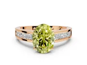 Solitaire Engagement Ring Setting for Fancy Yellow Oval Center with Princess Cut Channel Band and Prong Head in Rose Gold
