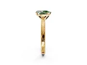 Solitaire Engagement Ring Setting for Fancy Green Pear-Shaped Center with Engraved Milgrain Band and Prong Head in Yellow Gold