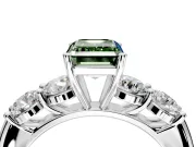 5 Stone Engagement Ring Setting for Fancy Green Emerald Cut Center with Graduated Accents and Prong Head in Sterling Silver