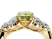 Cluster Engagement Ring Setting for Fancy Yellow Radiant Cut Center with Round Cut Accent Frame and Prong Head in Yellow Gold