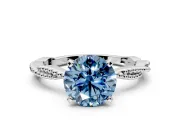 Solitaire Engagement Ring Setting for Fancy Blue Round Cut Center with Twist Band and Bead Prong Head in Sterling Silver