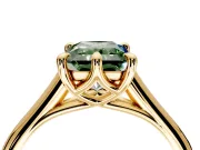 Solitaire Engagement Ring Setting for Fancy Green Radiant Cut Center with Cathedral Band and Prong Head in Yellow Gold