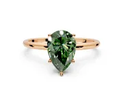 Solitaire Engagement Ring Setting for Fancy Green Pear-Shaped Center with Straight Thin Band and Prong Head in Rose Gold