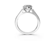 Solitaire Engagement Ring Setting for Heart-Shaped Center with Channel Accents and Prong Head in Sterling Silver