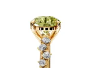 Solitaire Engagement Ring Setting for Fancy Yellow Round Cut Center with Trailing Leaf Accent Band and Prong Head in Yellow Gold