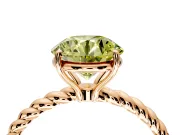 Solitaire Engagement Ring Setting for Fancy Yellow Round Cut Center with Plain Twisted Rope Band and Prong Head in Rose Gold