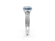 Solitaire Engagement Ring Setting for Fancy Blue Princess Cut Center with Multi-Row Pave Accents and Basket Head in Platinum
