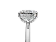 Solitaire Engagement Ring Setting for Radiant Cut Center with Plain Band, Open Basket and Prong Head in Platinum