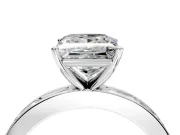 Solitaire Engagement Ring Setting for Princess Cut Center with Channel Baguette Band and Prong Head in Platinum