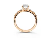 Cluster Engagement Ring Setting for Cushion Cut Center with Round Cut Accent Band and Prong Head in Rose Gold
