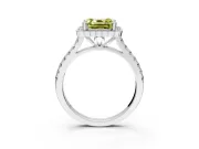 Milgrain Floral Halo Engagement Ring Setting for Fancy Yellow Asscher Cut Center with Pave Band and Prong Head in Sterling Silver