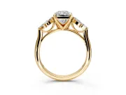Floral Cluster Engagement Ring Setting for Radiant Cut Center with Marquise Accents and Prong Head in Yellow Gold