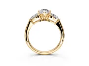 3 Stone Engagement Ring Setting for Marquise Center with Large Pear-Shaped Accents and Prong Head in Yellow Gold