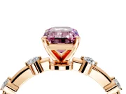 Solitaire Engagement Ring Setting for Fancy Pink Emerald Cut Center with Bezel Station Band and Prong Head in Rose Gold