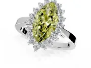 Starburst Halo Engagement Ring Setting for Fancy Yellow Marquise Center with Flat Cathedral Band and Prong Head in Sterling Silver