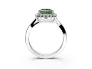 Starburst Halo Engagement Ring Setting for Fancy Green Princess Cut Center with Flat Cathedral Band and Prong Head in Platinum