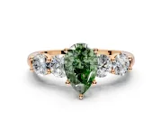 5 Stone Engagement Ring Setting for Fancy Green Pear-Shaped Center with Graduated Accents and Prong Head in Rose Gold