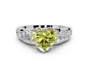 Solitaire Engagement Ring Setting for Fancy Yellow Heart-Shaped Center with Graduated Shared Prongs and Prong Head in Platinum