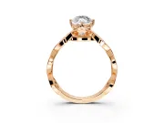 Solitaire Engagement Ring Setting for Marquise Center with Accented Twist Band and Leaf Prong Head in Rose Gold