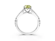 Solitaire Engagement Ring Setting for Fancy Yellow Oval Center with Pave Split Shank and Prong Head in White Gold