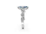 Solitaire Engagement Ring Setting for Fancy Blue Marquise Center with Bar-Station Pave Twist and Prong Head in Sterling Silver