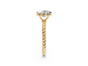 Solitaire Engagement Ring Setting for Oval Center with 2-Strand Rope Twist Band and Prong Head in Yellow Gold