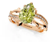 Solitaire Engagement Ring Setting for Fancy Yellow Pear-Shaped Center with Pave and Plain Crossover Band and Prong Head in Rose Gold