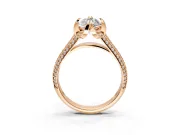 Solitaire Engagement Ring Setting for Marquise Center with Accented Split Shank and Prong Head in Rose Gold