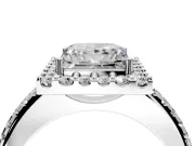 Pave Halo Engagement Ring Setting for Princess Cut Center with Single Row Pave Band and Prong Head in Platinum