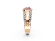 Halo Engagement Ring Setting for Fancy Pink Cushion Cut Center with Wide-Open Pave Split Shank and Prong Head in Rose Gold