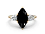 3 Stone Engagement Ring Setting for Fancy Black Marquise Center with Large Pear-Shaped Accents and Prong Head in Yellow Gold
