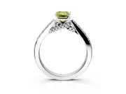 Solitaire Engagement Ring Setting for Fancy Yellow Emerald Cut Center with Crossover Accents and Prong Head in Sterling Silver