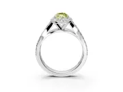 Halo Engagement Ring Setting for Fancy Yellow Marquise Center with Narrow Pave Split Shank and Prong Head in Sterling Silver