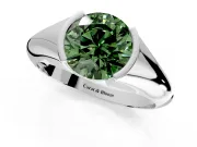Tension Engagement Ring Setting for Fancy Green Round Cut Center with Wide Tapered Band and Tension Head in Platinum