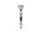 Solitaire Engagement Ring Setting for Round Cut Center with XO Engraved Band and Prong Head in Platinum