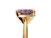 Solitaire Engagement Ring Setting for Fancy Pink Emerald Cut Center with Knife Ridge Band and Claw Prong Head in Yellow Gold