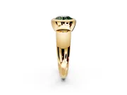 Solitaire Engagement Ring Setting for Fancy Green Round Cut Center with Wide Band and Bezel Head in Yellow Gold