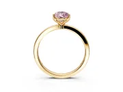 Solitaire Engagement Ring Setting for Fancy Pink Pear-Shaped Center with Thin Rounded Plain Band and Prong Head in Yellow Gold