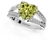 Split Shank Engagement Ring Setting for Fancy Yellow Heart-Shaped Center with Pave Split Shank and Prong Head in Sterling Silver