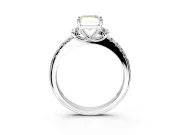 Paired Accent Engagement Ring Setting for Fancy Yellow Radiant Cut Center with Pave Band and Prong Head in Platinum